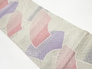 リサイクル　佐賀錦プラチナ箔地紙に菱模様織出し袋帯